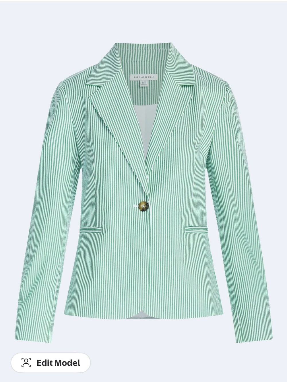 Women's Mint Striped Single-Button Blazer